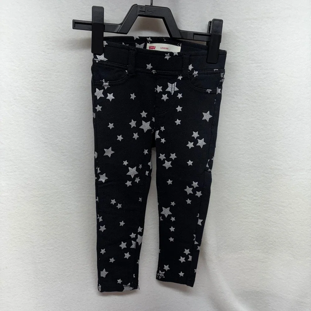 Levi's Kids Black Sparkly Star‎ Leggings Pants Toddler Size 2T